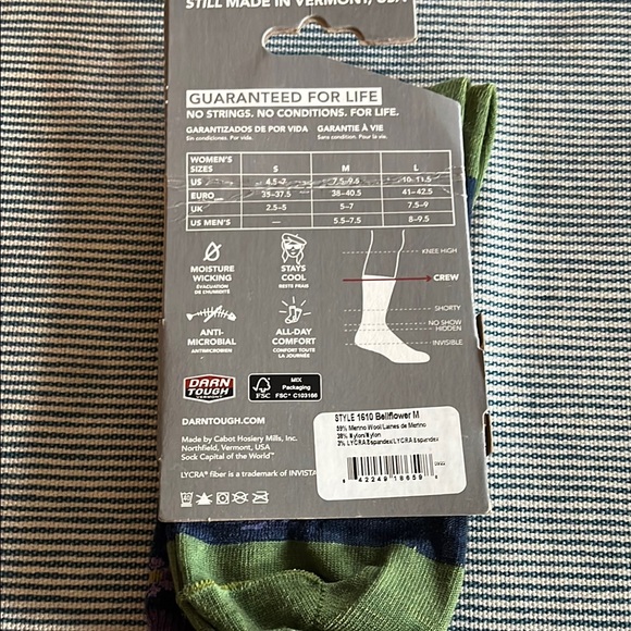 Darn Tough Merino Wool Crew Socks M NWT - Picture 2 of 2